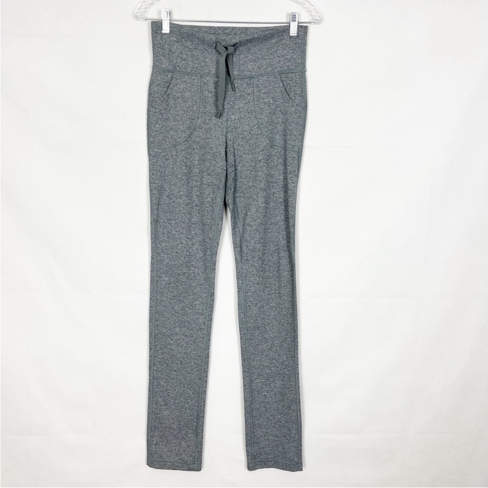 Lululemon gray athletic yoga pants leggings drawstring 8
